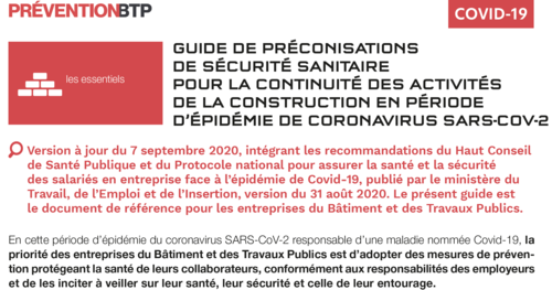 Recommandations sanitaires de la construction et du BTP : Version 5
